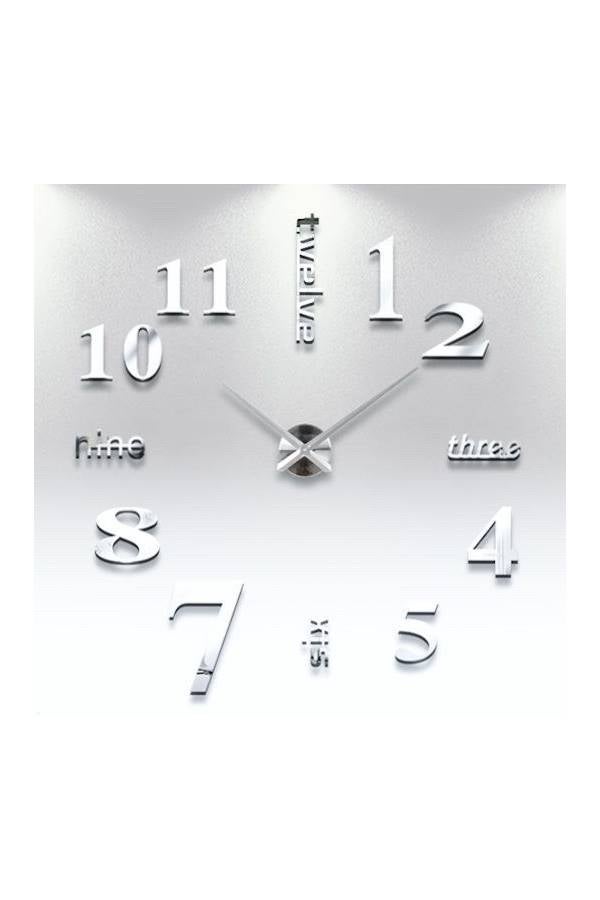 Large DIY 3D Acrylic Wall Clock Silver  - Image 2