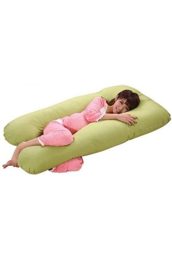 U Shaped Full Body Pillow Cotton Green 120x80cm - Image 3