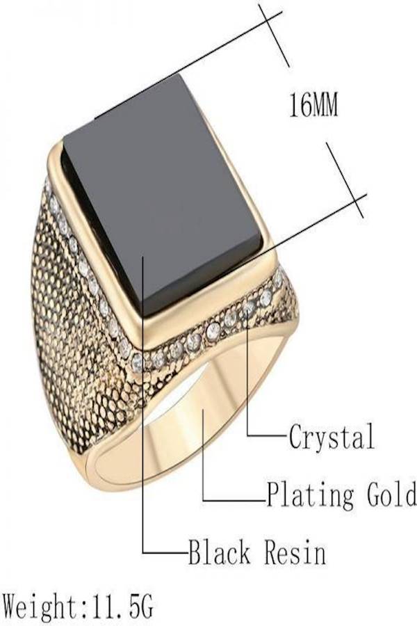 Starthi Alloy Square Rhinestone Studded Retro Ring  - Image 2