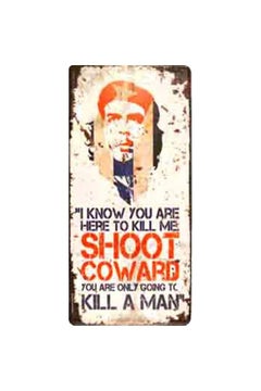 ماركة غير محددة لوحة معدنية كلاسيكية مطبوع عليها عبارة "Shoot Coward" أسود 