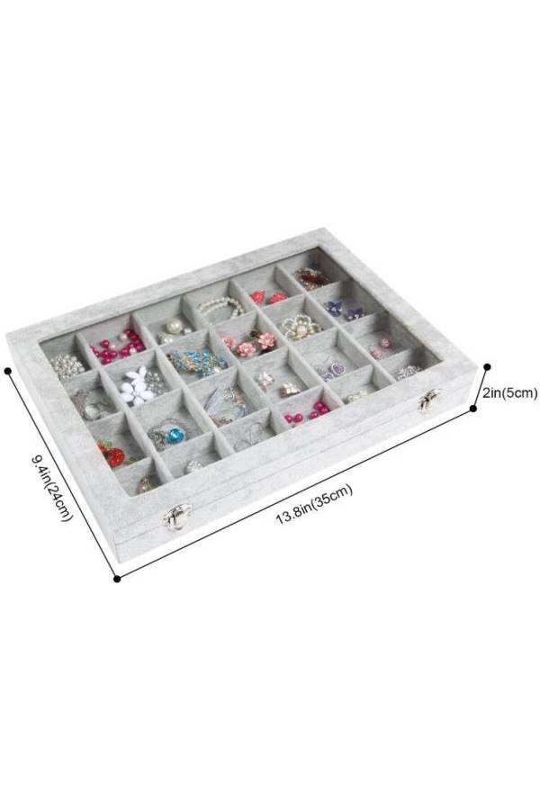 24 Grid Velvet Jewelry Tray - Image 2