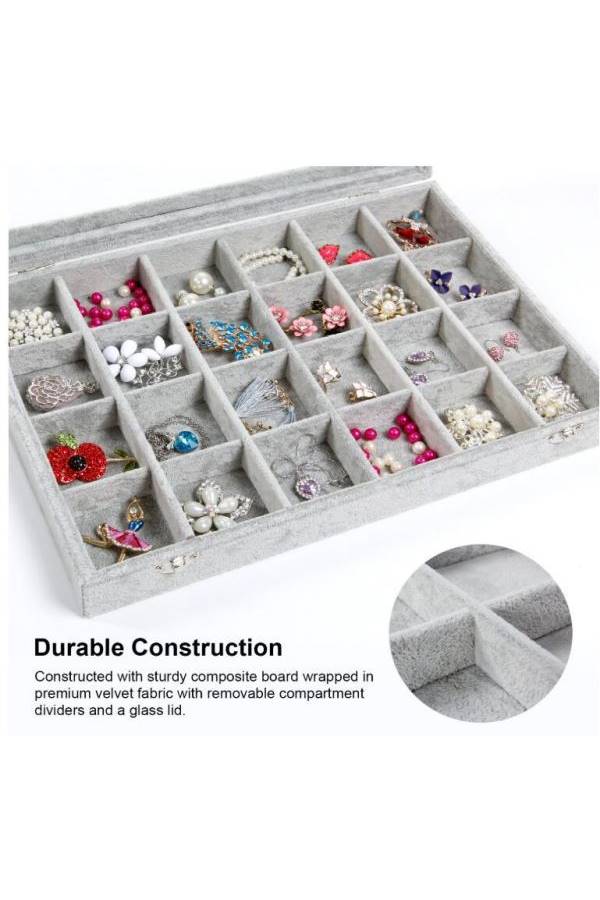 24 Grid Velvet Jewelry Tray - Image 3