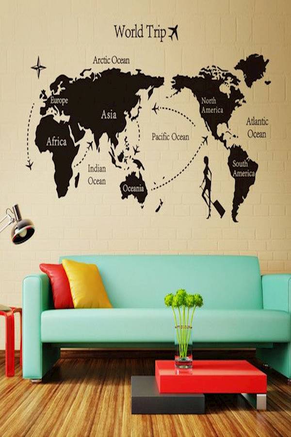 ملصق جداري بتصميم خريطة العالم أسود - Image 4