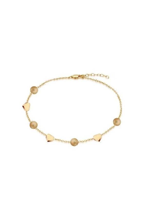 خلخال مطلي بالذهب ومزين بخرز على شكل قلوب