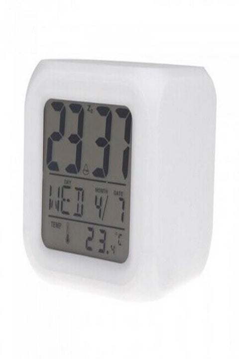 Glowing Led 7 Color Change Digital Alarm Clock White