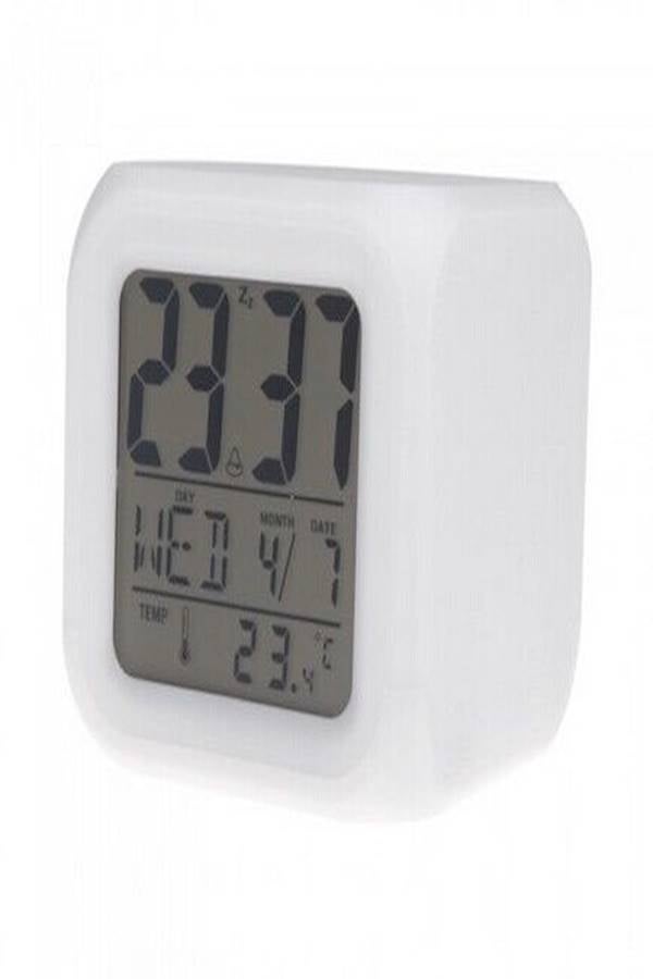 Generic - Glowing Led 7 Color Change Digital Alarm Clock White - Image 1