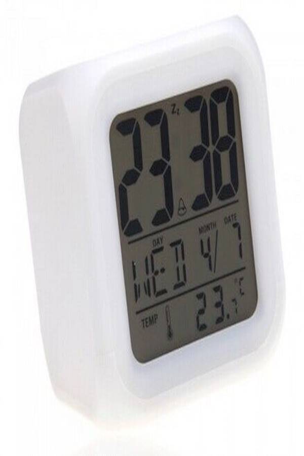 Generic - Glowing Led 7 Color Change Digital Alarm Clock White - Image 1