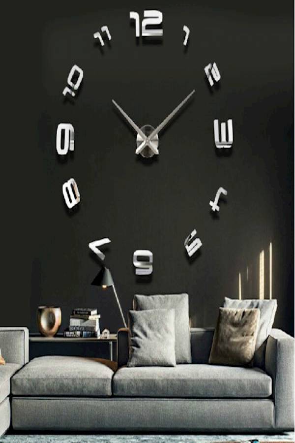 Large DIY Quartz 3D Acrylic Sticker Wall Clock Multicolour - Image 3