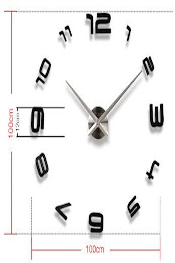 Large DIY Quartz 3D Acrylic Sticker Wall Clock Multicolour - Image 4