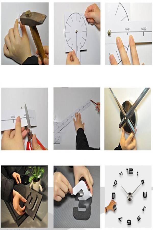 Large DIY Quartz 3D Acrylic Sticker Wall Clock Multicolour - Image 5