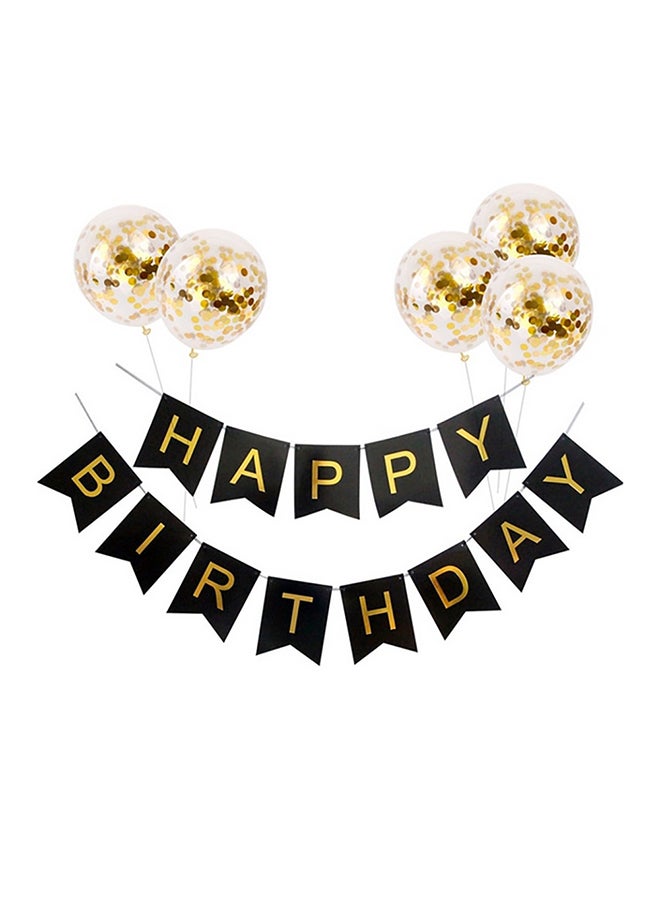 شاربدو - مجموعة بالونات مكونة من 5 قطع ومزودة بأعلام للتعليق مطبوع عليها عبارة "Happy Birthday" - Image 1