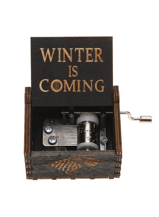Sharpdo Winter Is Coming Antique Carved Wooden Hand Crank Music Box Black/Brown 