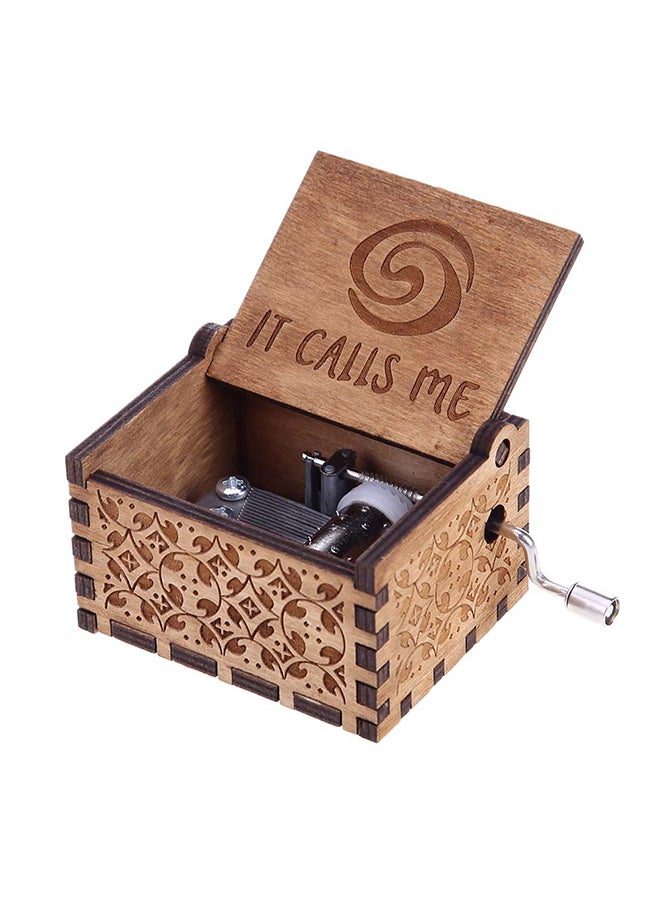 Sharpdo It Calls Me Antique Carved Wooden Hand Crank Music Box Beige/Brown 