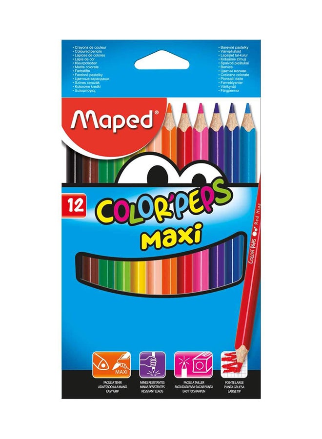 مابد طقم أقلام تلوين بيبس كبيرة الحجم من 12 قطعة متعدد الألوان