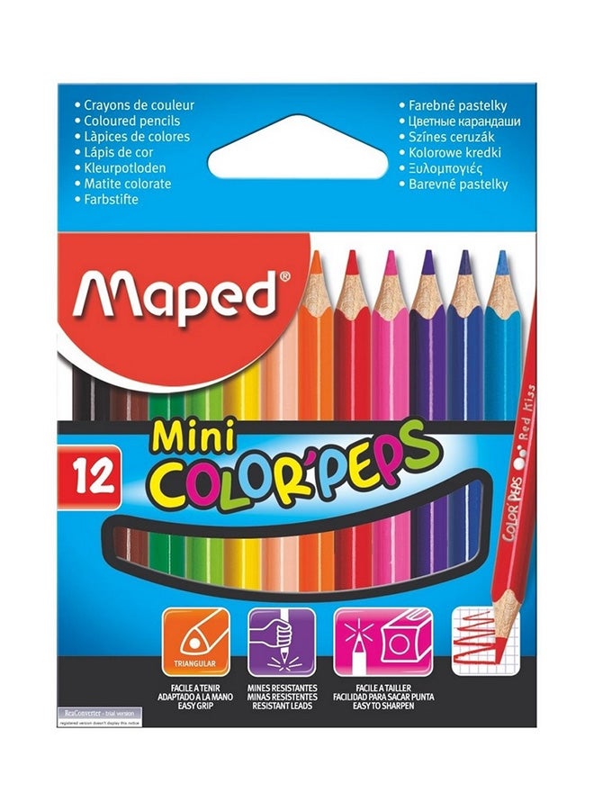 مابد طقم أقلام رصاص ملوّنة صغيرة من 12 قطعة متعدد الألوان