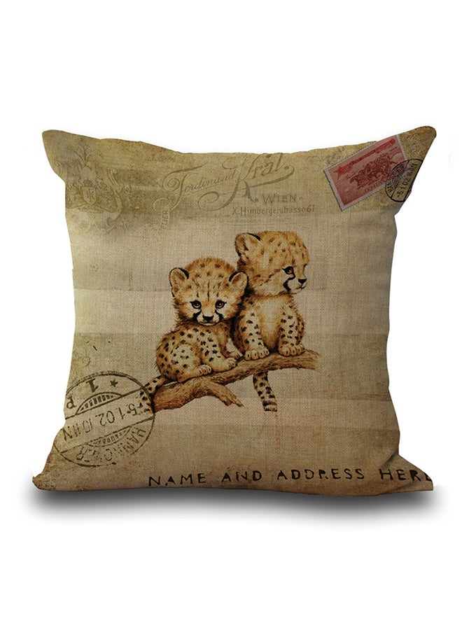 شاربدو غطاء وسادة من القطن والكتان مطبوع بتصميم كلاسيك 45x45x1سم