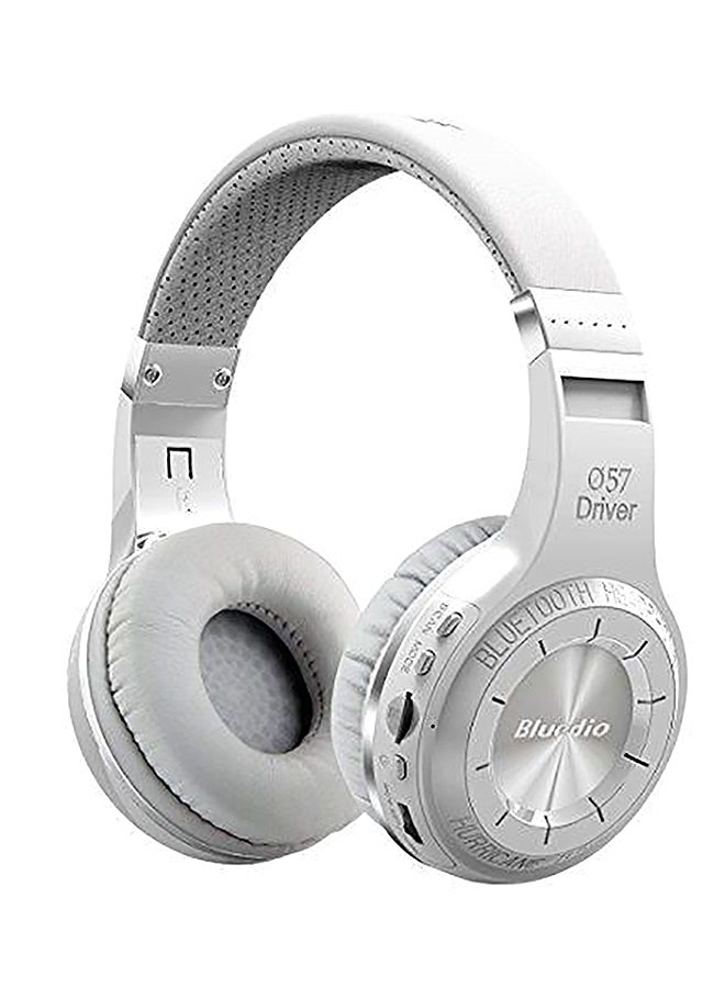 Bluedio - Turbine Hurricane H+ Bluetooth Over-Ear Headphones White - Image 1
