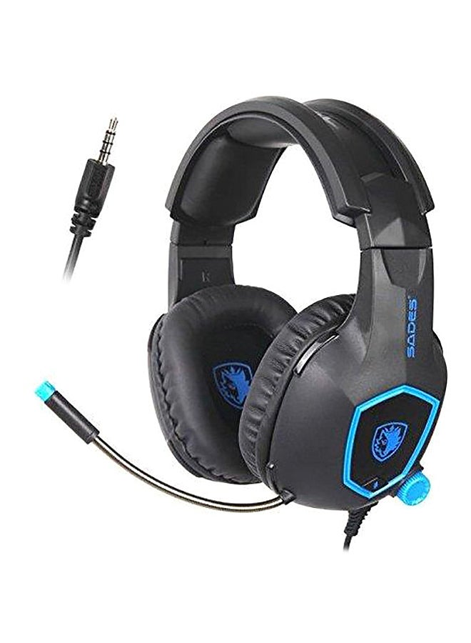 SADES SA-818 USB Gaming Wired Headset-SADES Computer Over Ear Stereo Heaphones With Microphone Noise Volume Control LED Light
