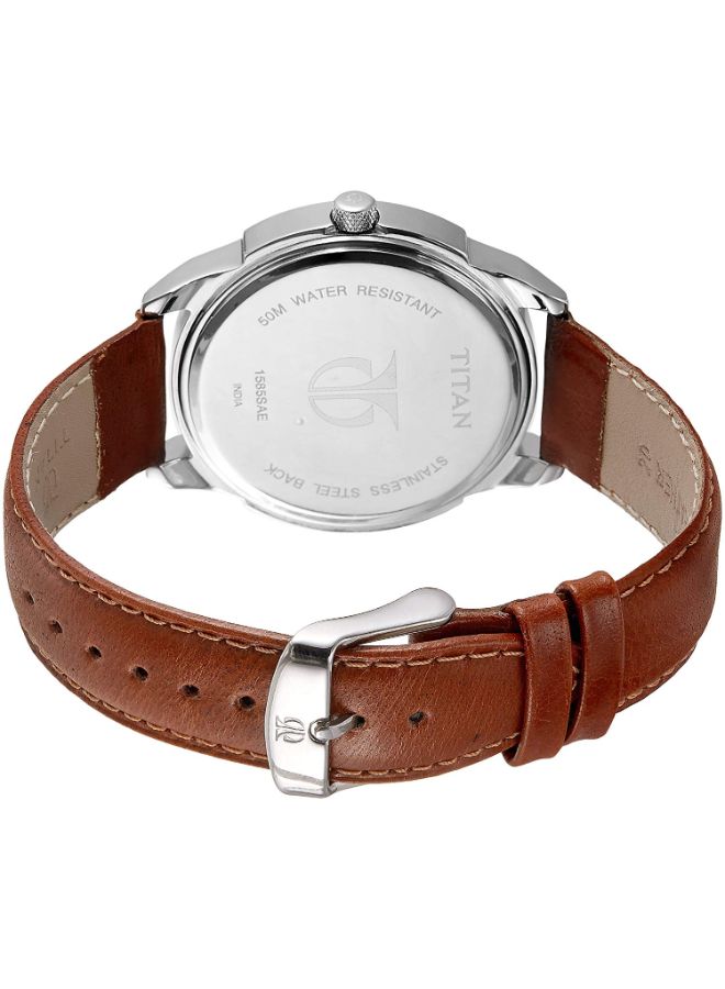 TITAN Men's Water Resistant Leather Analog Watch 1585SL07 - Image 2