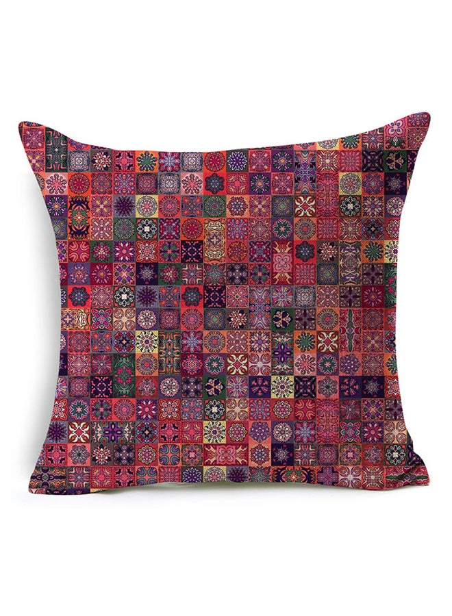 غطاء وسادة من القطن والكتان مطبوع بتصميم كلاسيك متعدد الألوان 45x45x1سم