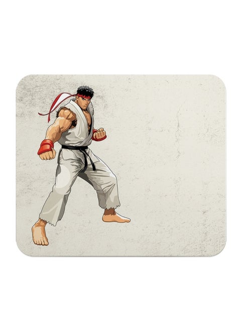 Action Figure Ryu Street Fighter Printed Mousepad Grey/Beige/Red