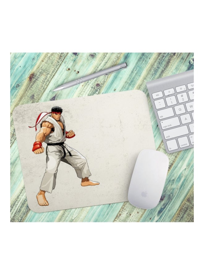 Action Figure Ryu Street Fighter Printed Mousepad Grey/Beige/Red