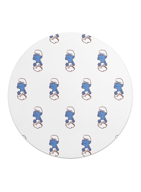Smurfs Pattern Printed Mousepad White/Blue