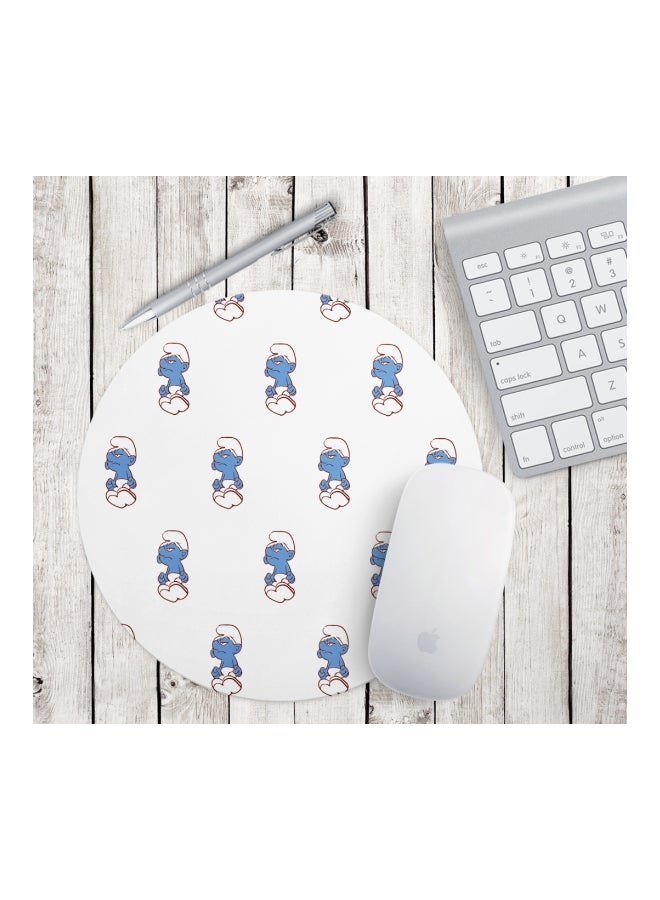 Smurfs Pattern Printed Mousepad White/Blue