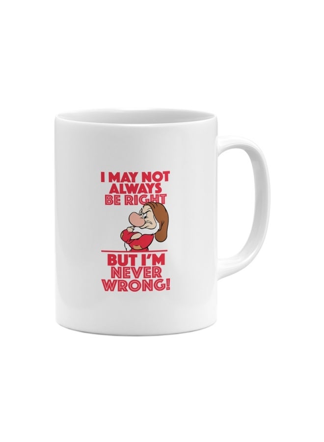 LOUD UNIVERSE Snow White Grumpy Cartoon Printed Coffee Mug White/Red/Brown - Image 1