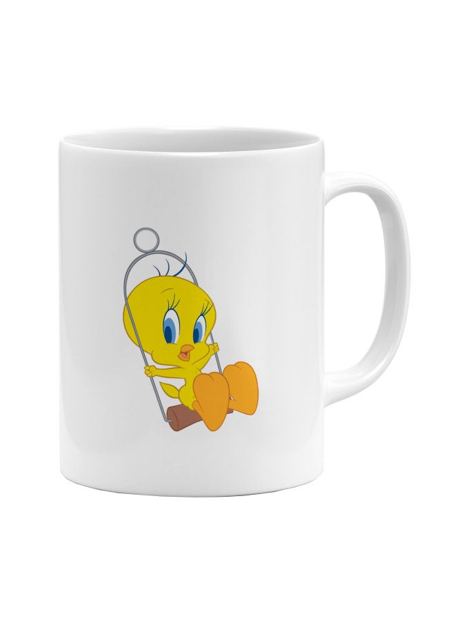 LOUD UNIVERSE Tweety Thaw Bird Printed Coffee Mug White/Yellow/Blue - Image 1