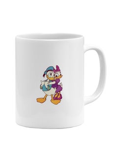 Donald Duck And Daisy Duck Printed Coffee Mug White/Pink/Blue