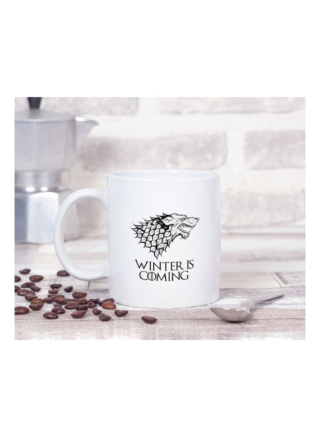 LOUD UNIVERSE - Game Of Thrones Winter Is Coming Sigil Printed Coffee Mug White/Black - Image 1