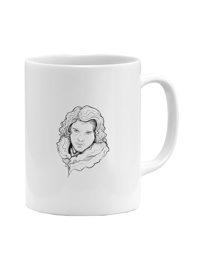 LOUD UNIVERSE Jon Snow Minimal King In North Printed Coffee Mug White/Black  - Image 1
