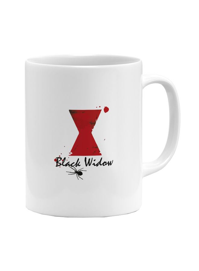 لاود يونيفيرس مج قهوة مطبوع بشعار فيلم "Black Widow" أبيض/أحمر/أسود - Image 1