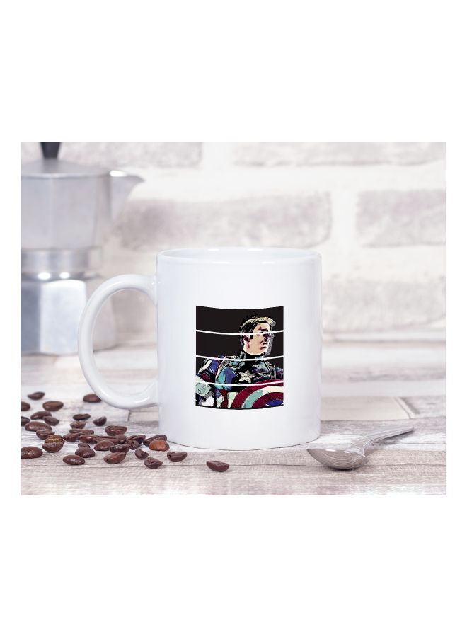 LOUD UNIVERSE Captain America Face Art Printed Coffee Mug White/Black/Blue  - Image 2