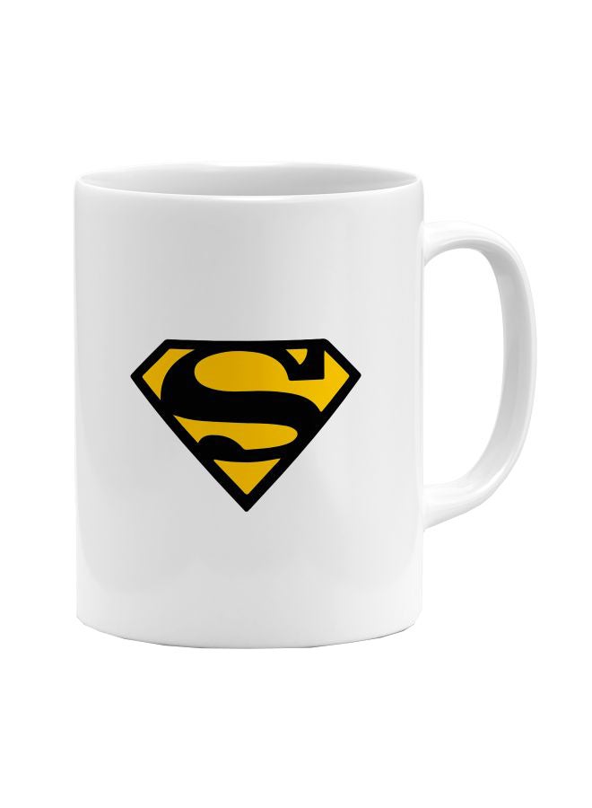 LOUD UNIVERSE Superman  Logo Printed Coffee Mug White/Yellow/Black - Image 1