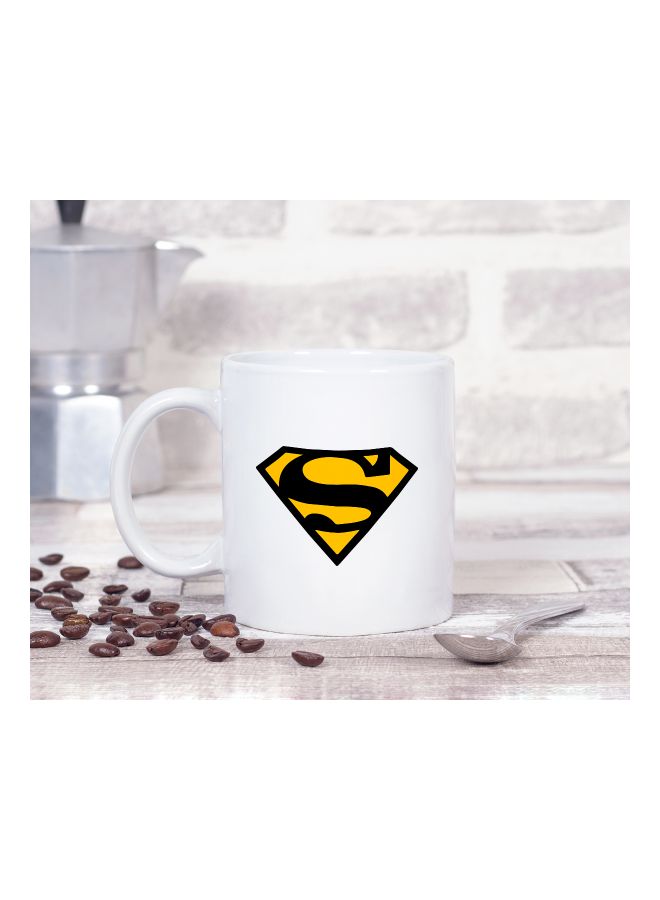 LOUD UNIVERSE Superman  Logo Printed Coffee Mug White/Yellow/Black - Image 2