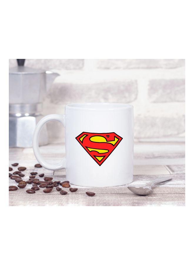 LOUD UNIVERSE - Superman Logo Printed Coffee Mug White/Red/Yellow - Image 1