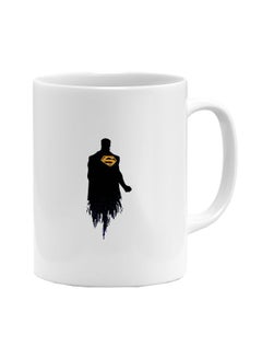 Flying Superman Printed Coffee Mug White/Black/Yellow