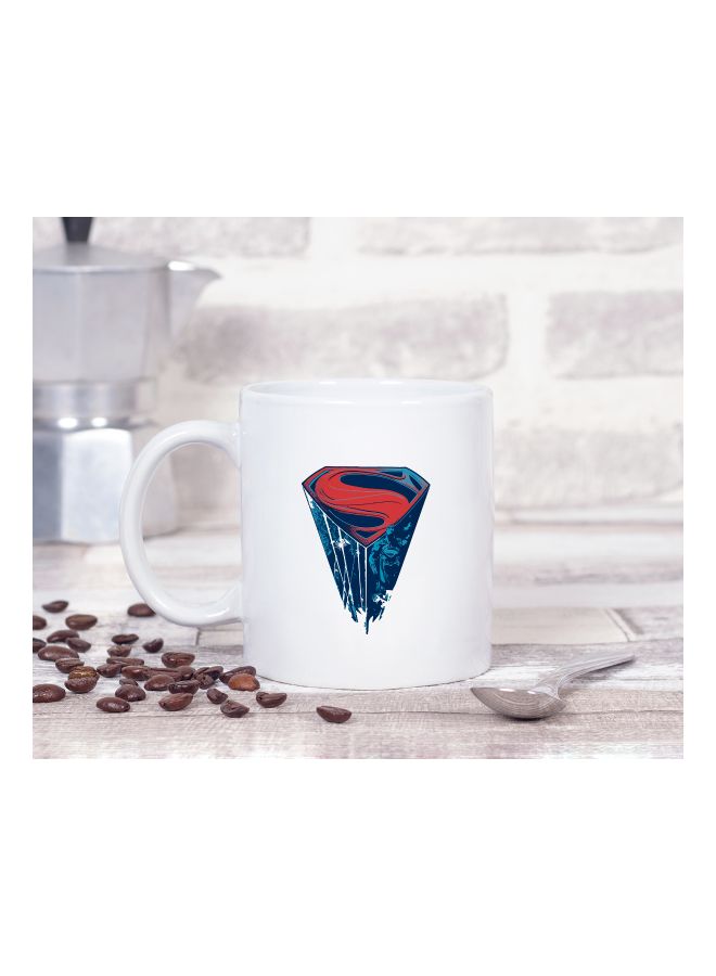 LOUD UNIVERSE Superman Realistic Theme Logo Printed Coffee Mug White/Red/Blue - Image 2