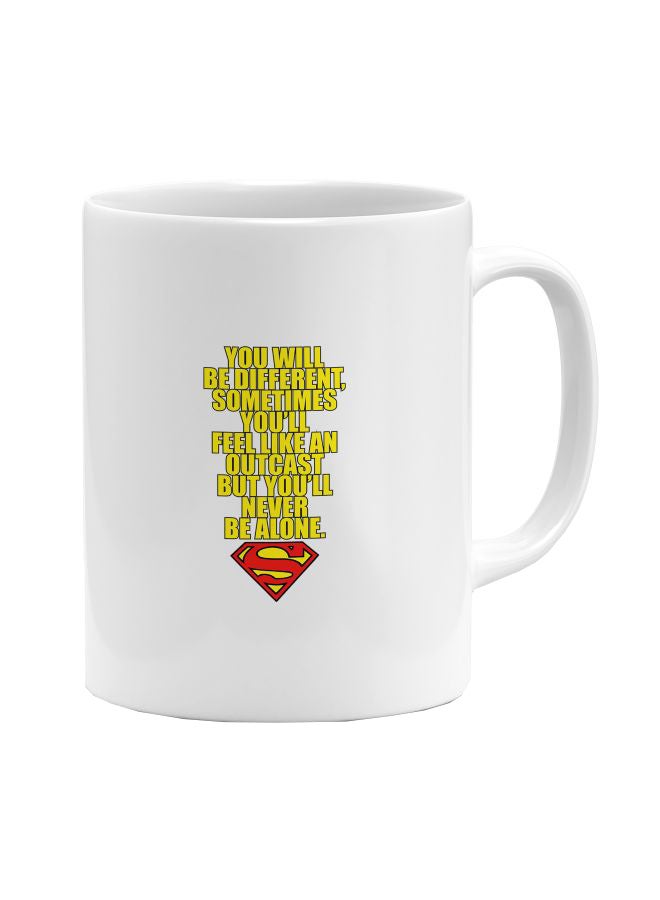 LOUD UNIVERSE - Superman Quote Printed Coffee Mug White/Yellow/Red - Image 1