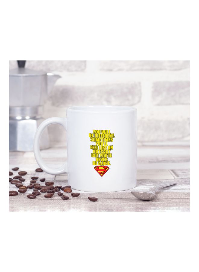LOUD UNIVERSE - Superman Quote Printed Coffee Mug White/Yellow/Red - Image 1