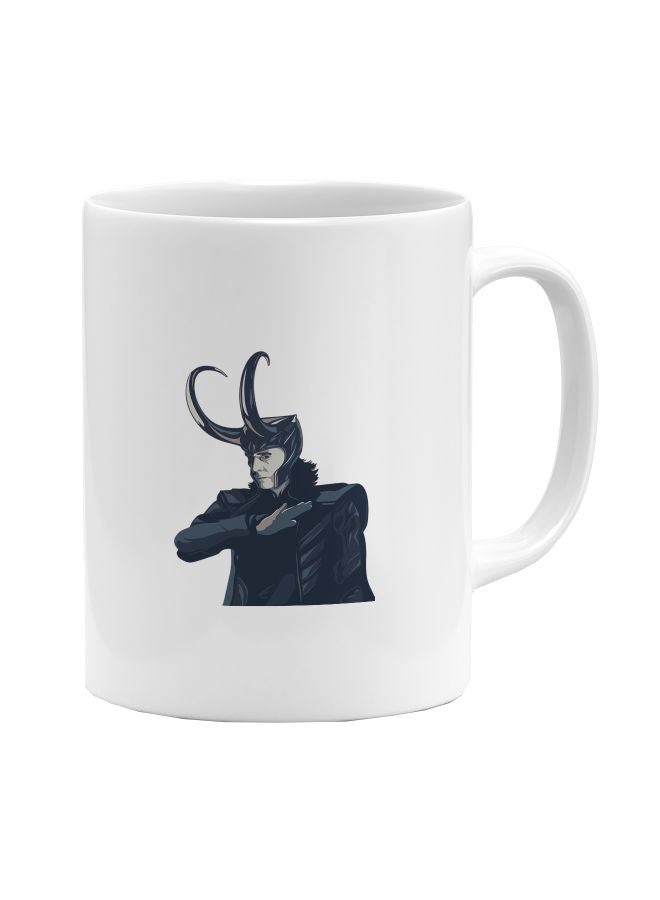 LOUD UNIVERSE Avengers Minimal Theme Loki Art Printed Coffee Mug White/Grey  - Image 1
