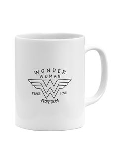 LOUD UNIVERSE Wonder Woman Classic Logo Printed Coffee Mug White/Black  - Image 1