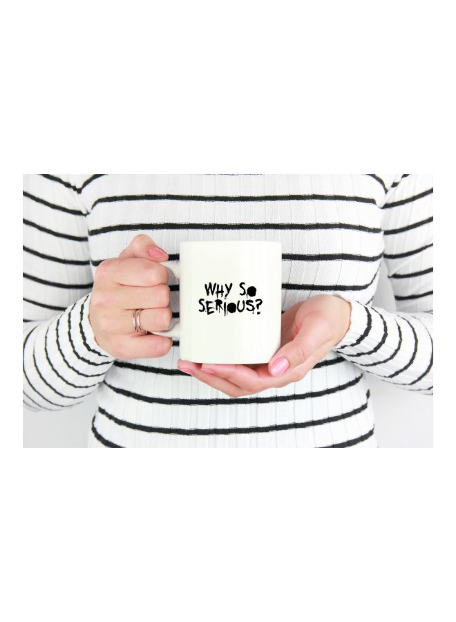 لاود يونيفيرس مج قهوة مطبوع عليه عبارة "Why So Serious" المقتبسة لشخصية الجوكر أبيض/ أسود - Image 3