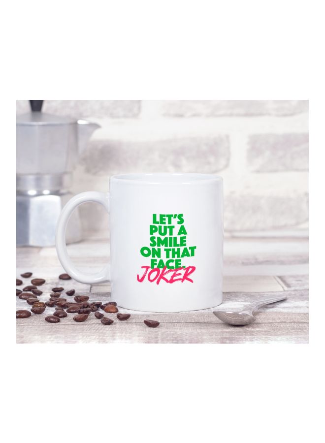 LOUD UNIVERSE Let's Put A Smile On That Face Joker Printed Coffee Mug White/Green/Pink - Image 2