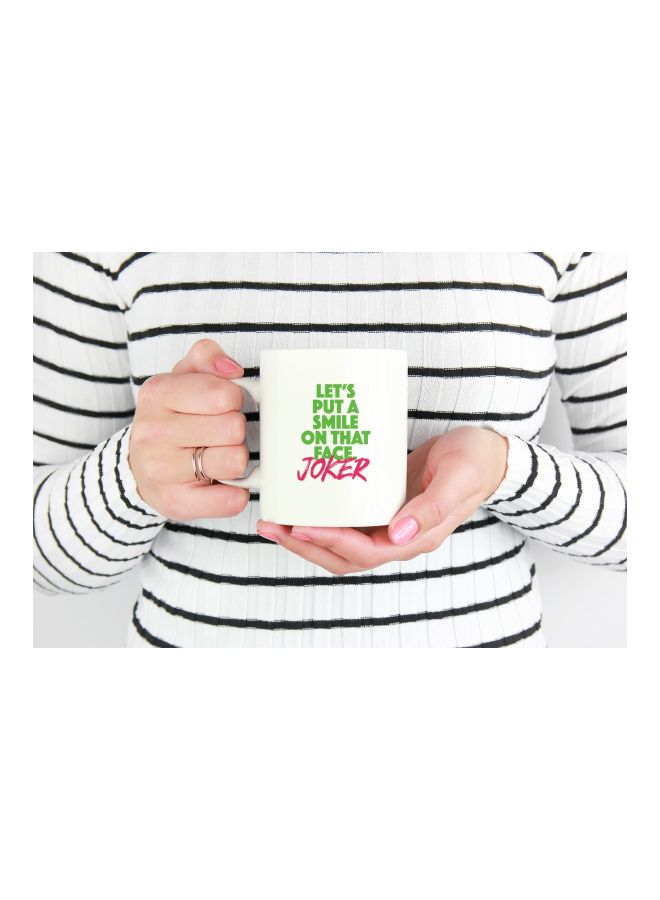 LOUD UNIVERSE Let's Put A Smile On That Face Joker Printed Coffee Mug White/Green/Pink - Image 3