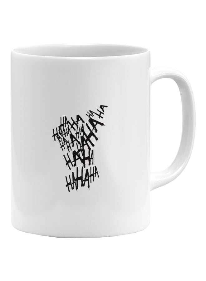 LOUD UNIVERSE Classical Tattoo Joker Laugh Ahaha Printed Coffee Mug White/Black  - Image 1