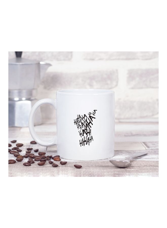 LOUD UNIVERSE Classical Tattoo Joker Laugh Ahaha Printed Coffee Mug White/Black  - Image 2