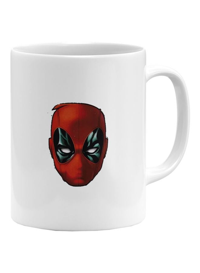 LOUD UNIVERSE Deadpool Face Mask Printed Coffee Mug White/Black/Red - Image 1